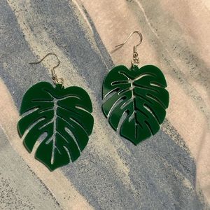 Monstera acrylic earrings